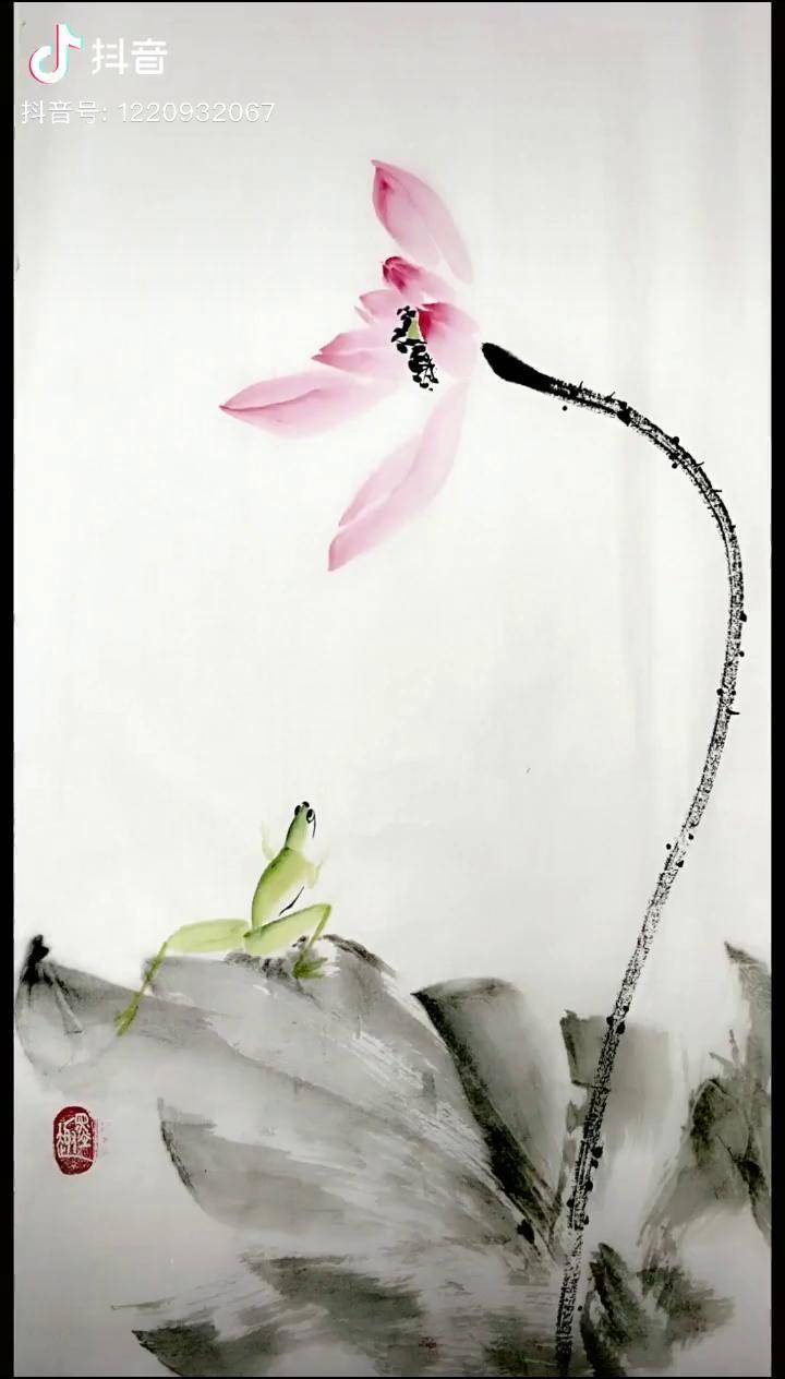 国画教你画画写意花鸟青蛙荷花