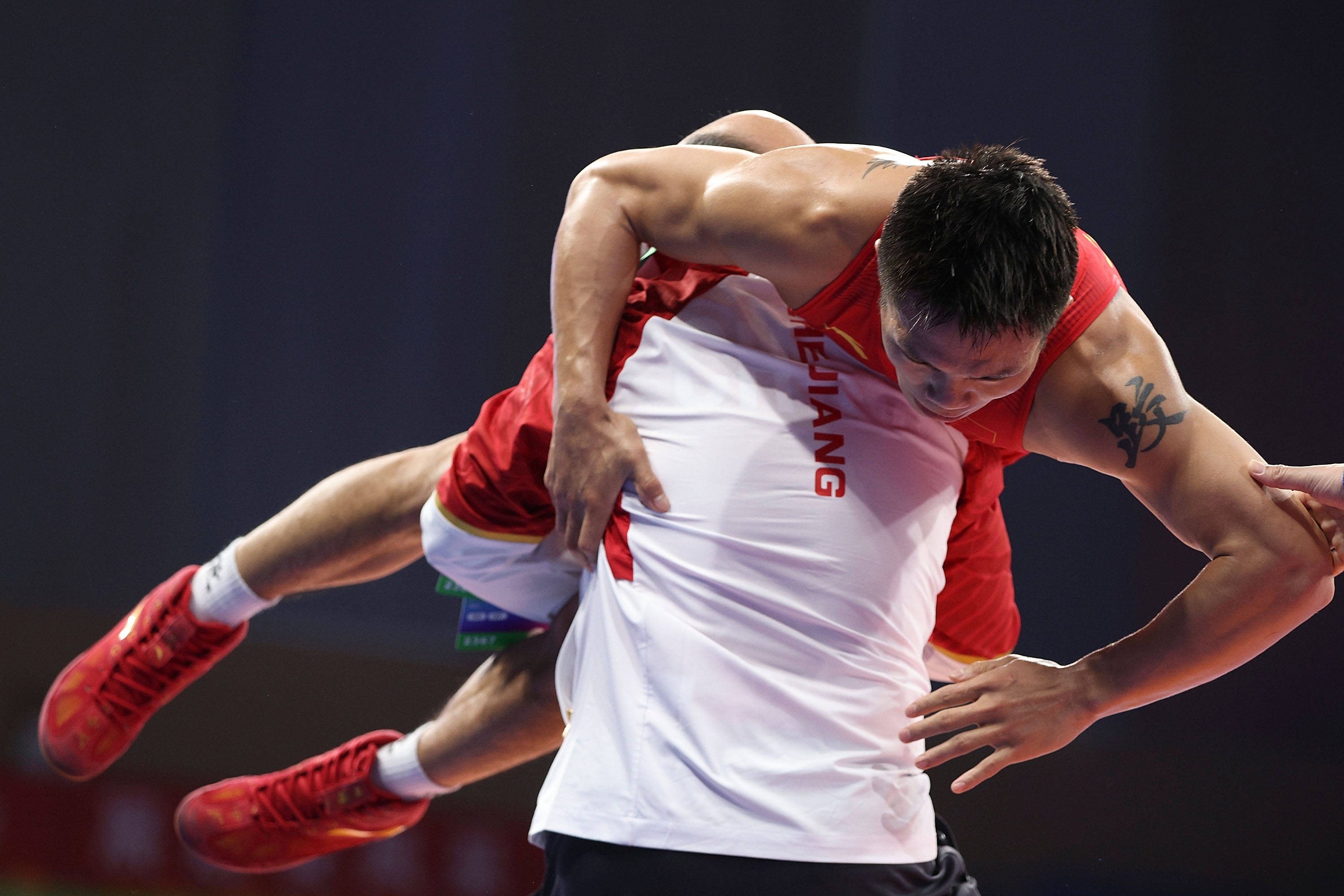 摔跤——男子自由式65公斤级:浙江队选手袁绍华夺冠