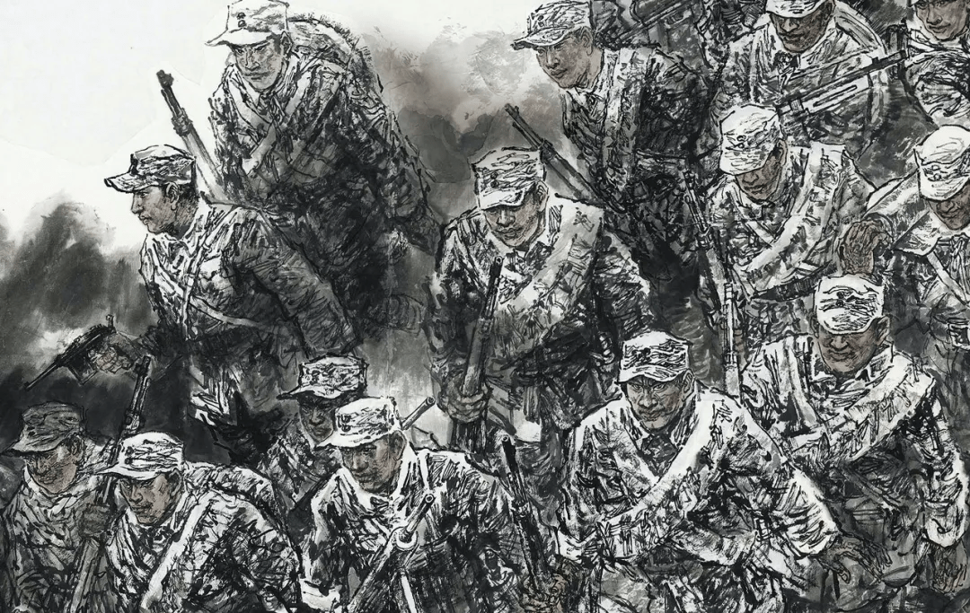 《刘邓大军过黄河》局部之二《刘邓大军过黄河》局