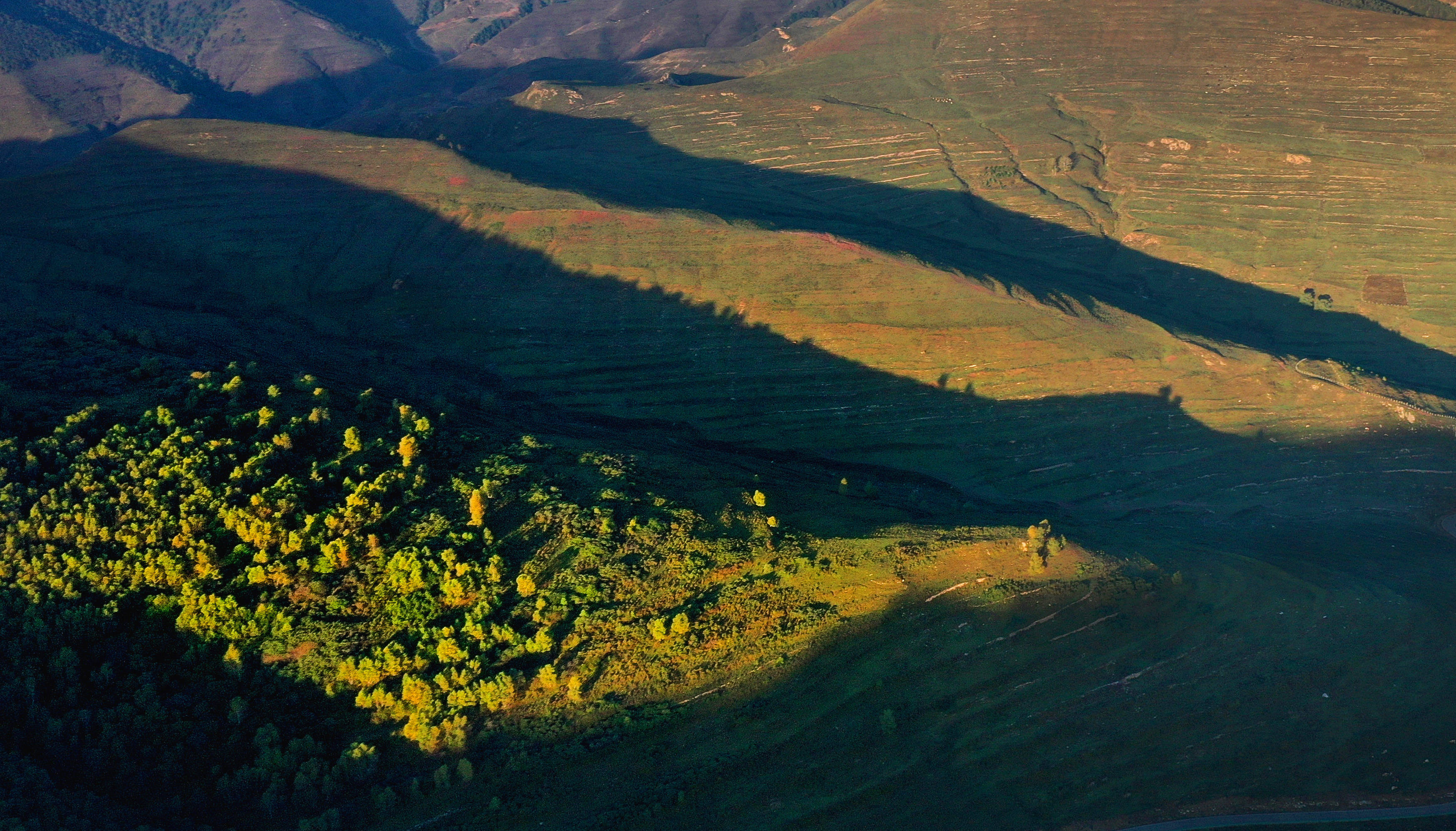 9月23日拍摄的晨光中的空中草原(无人机照片)