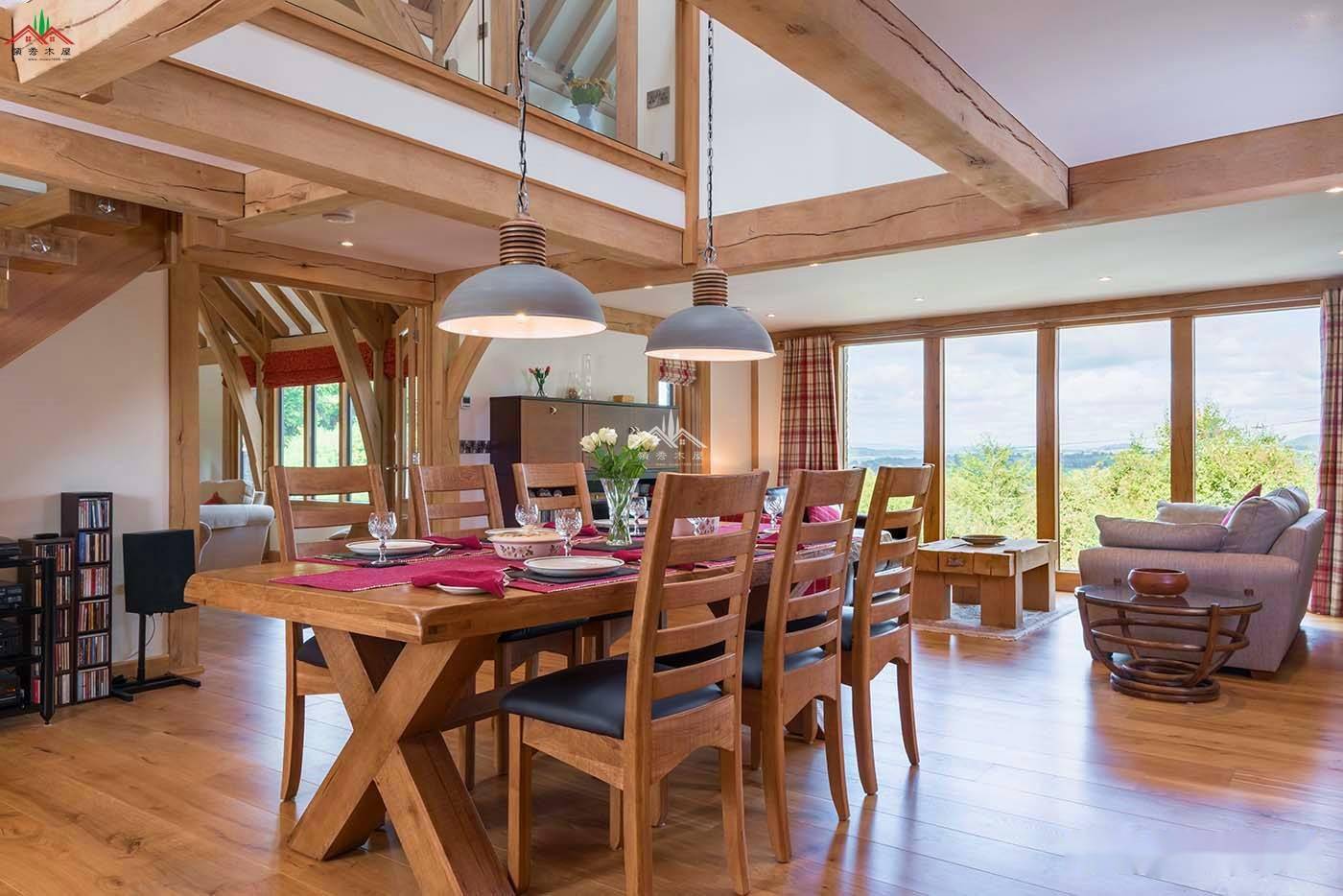 以木为主体框架石材为墙这才是真正的乡村田园风格木别墅木屋