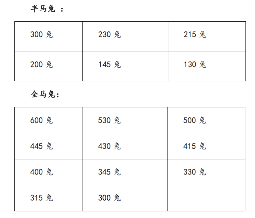 马拉松兔子配速表图片