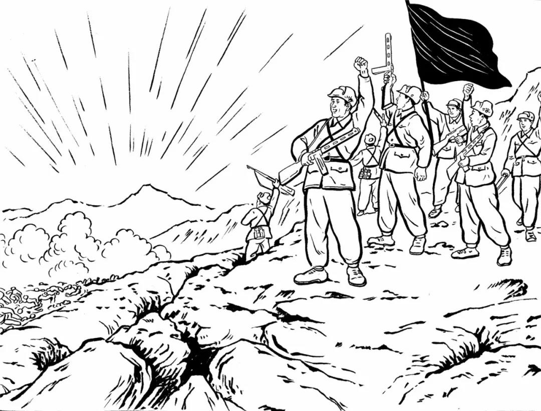 抗美援朝战争简笔画图片
