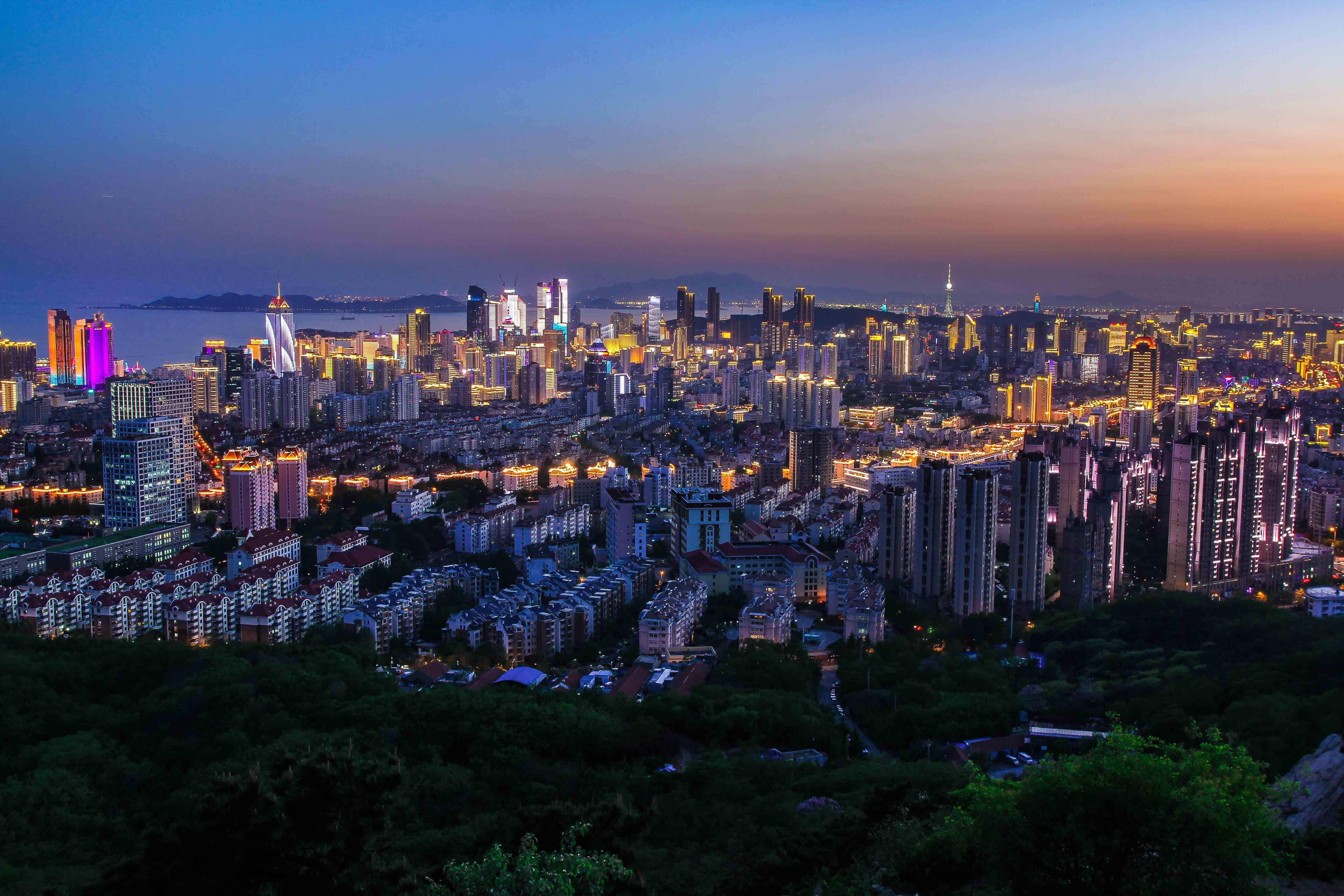 青岛夜景真实图片