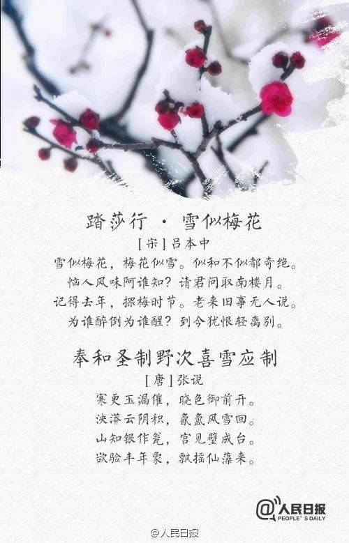 素材| "忽如一夜春风来,千树万树梨花开."雪花飘进古诗词