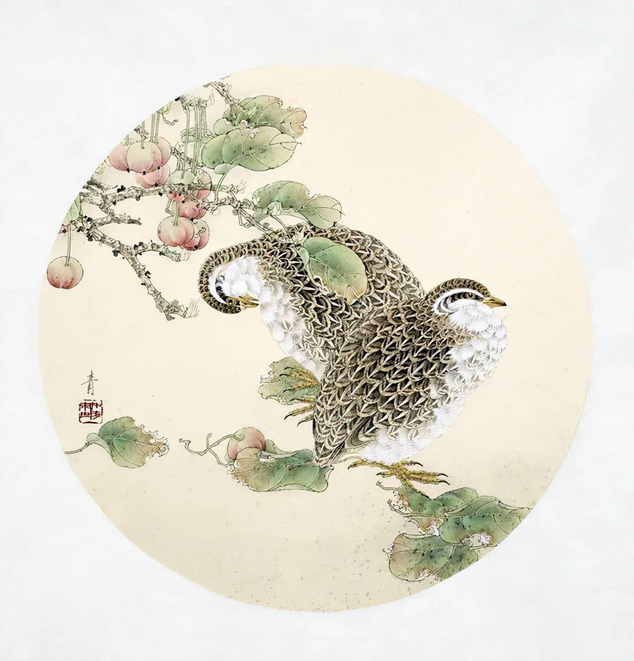 且向花间留新照陈禾青工笔花鸟画