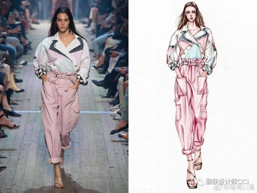 公众 手绘扒款秀场服装效果图——鸢尾Li夏