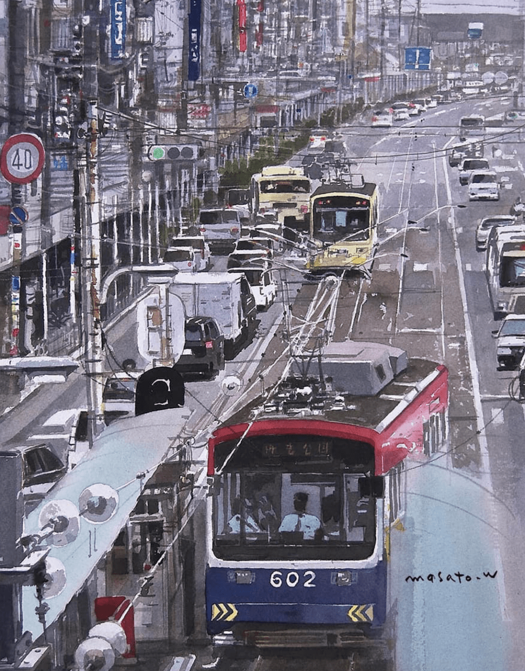 日本水彩画家渡部政人masatowatanabe作品欣赏火车系列