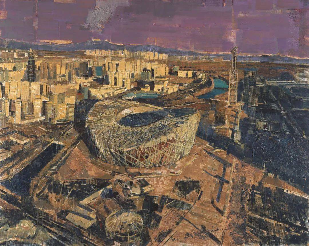 谭尚勤《2008·鸟巢》143×230 cm油画14.