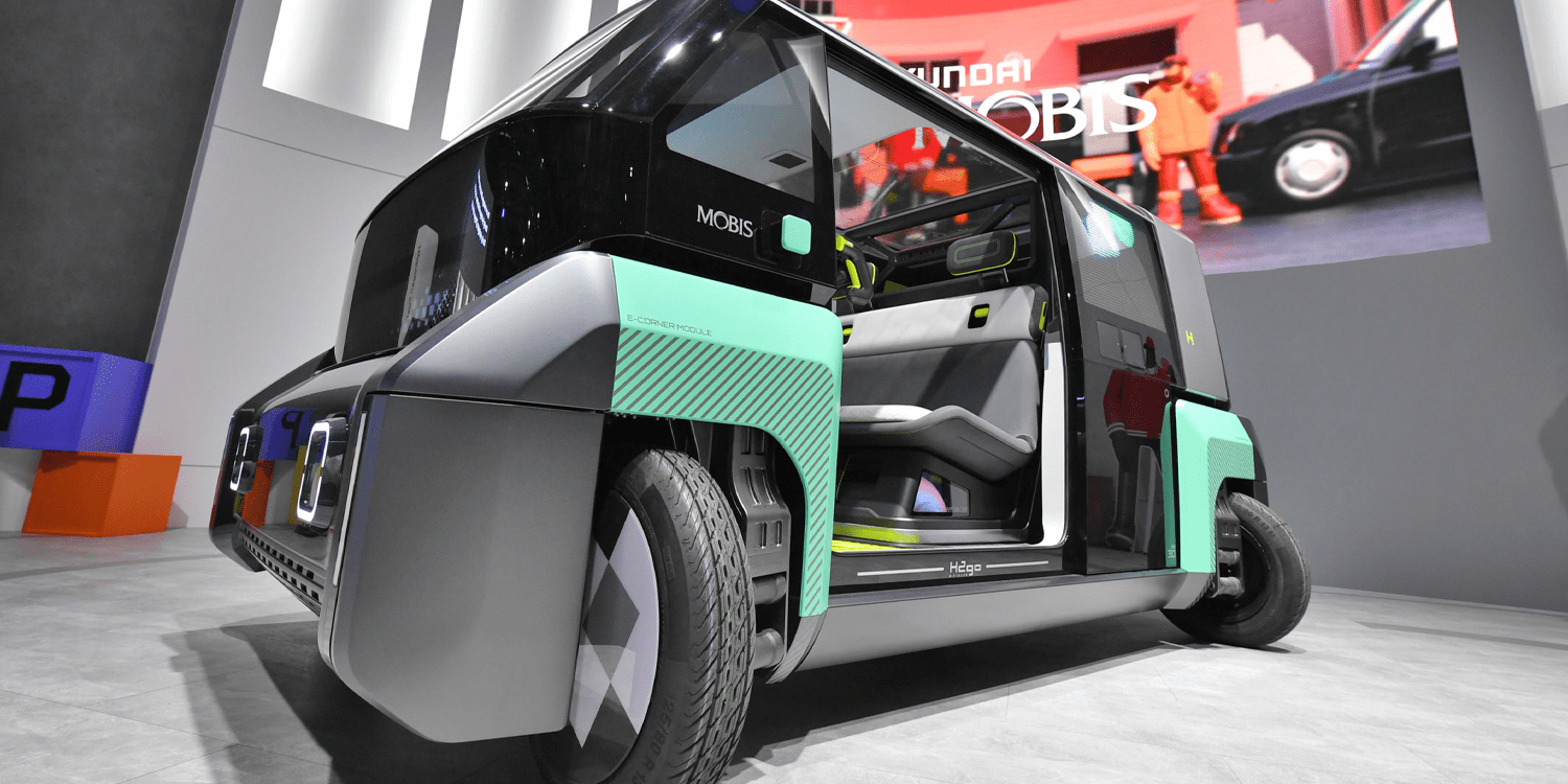智能造车新技术现代摩比斯mobis推出滑板平台转角模块