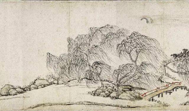 柳如是 月堤烟柳图(局部) 北京故宫藏其六西陵云物自萧森,垄雊高岩涧