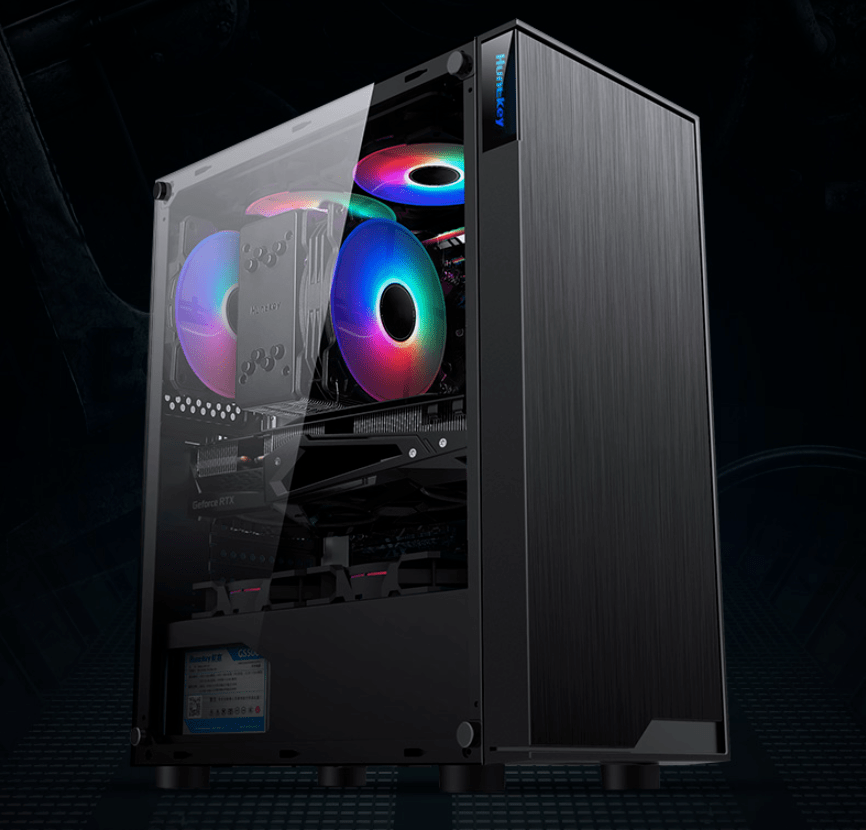 扫码购买产品航嘉gs400c机箱拉丝纹理前面板,简洁显档次,全景侧透