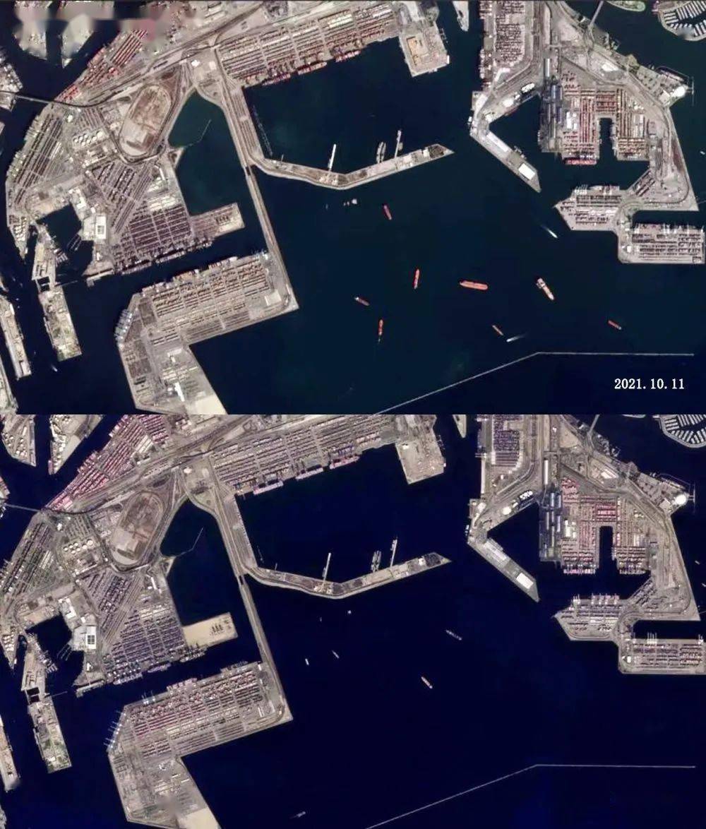 出啥大问题了卫星直击洛杉矶港口拥堵