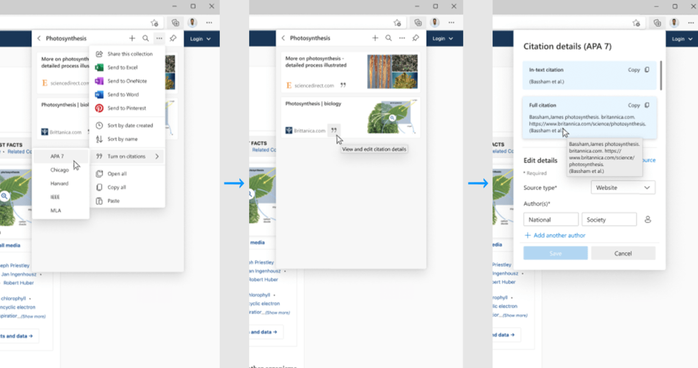微软 Edge 浏览器新增“Citations”功能，论文引用文献更方便