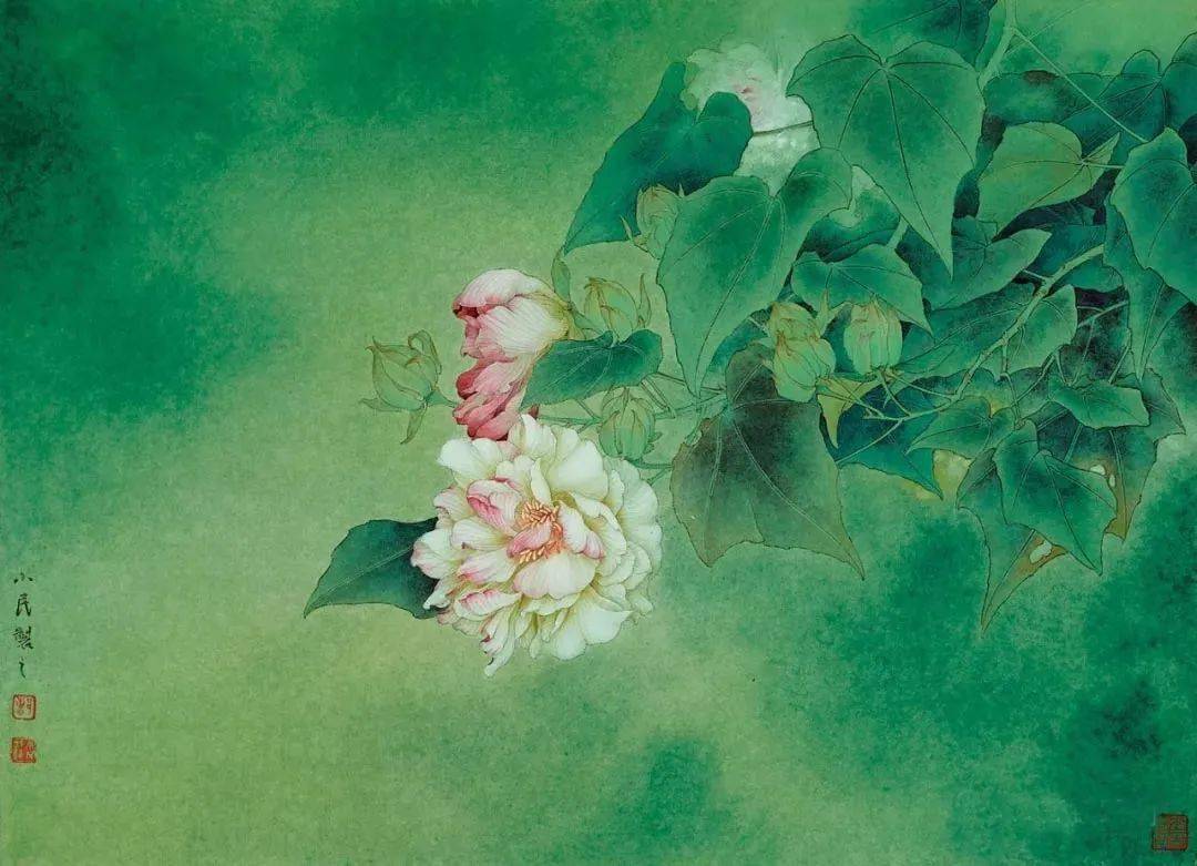 曹小民工笔花鸟画宁静高古幽远深邃清逸高雅