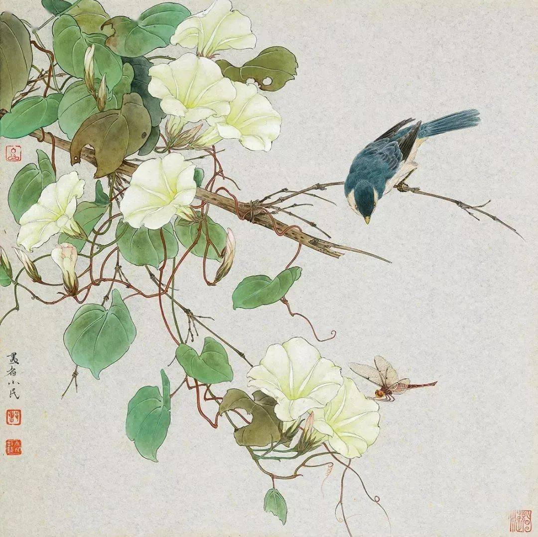 曹小民工笔花鸟画宁静高古幽远深邃清逸高雅