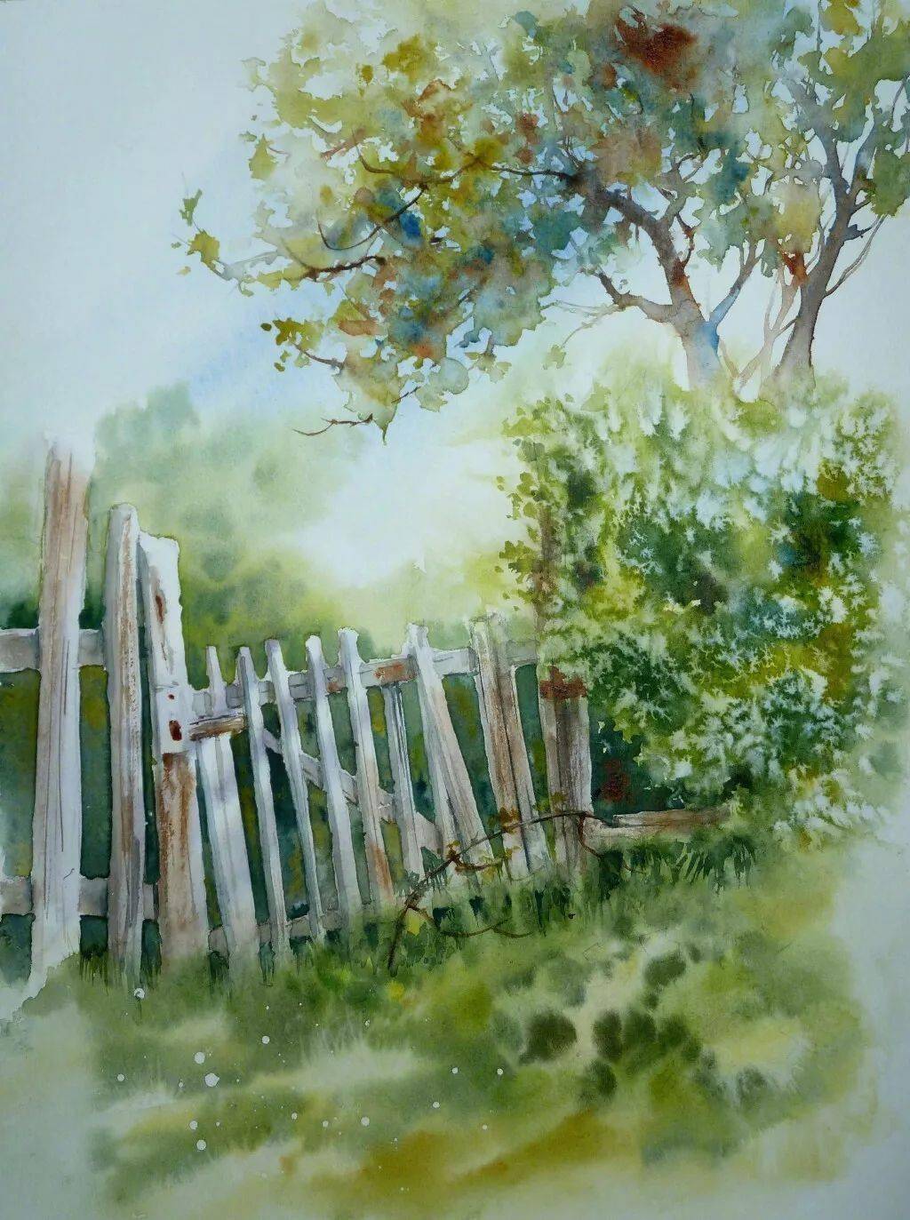 kanta harusaki,日本水彩画家,弥漫着青草气息的画作,很适合这个季节.