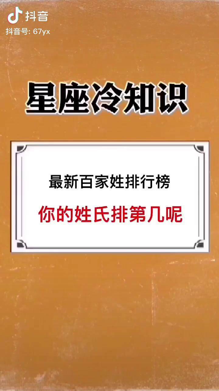 測一測你的姓氏在百家姓排第幾呢百家姓趣味測試