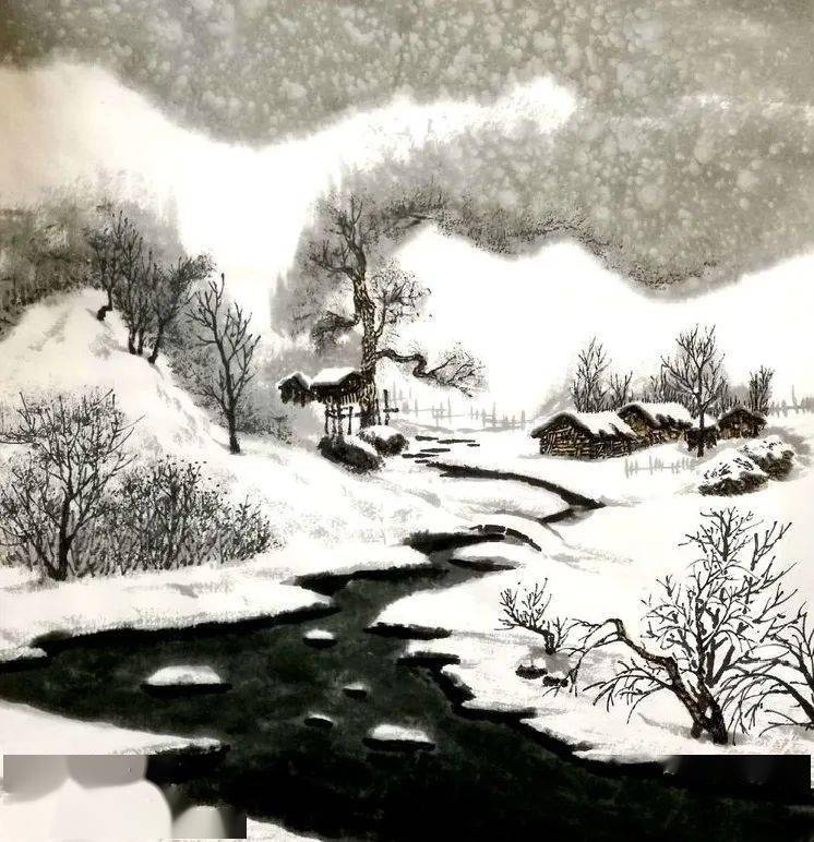 国画教程学画写意雪景图