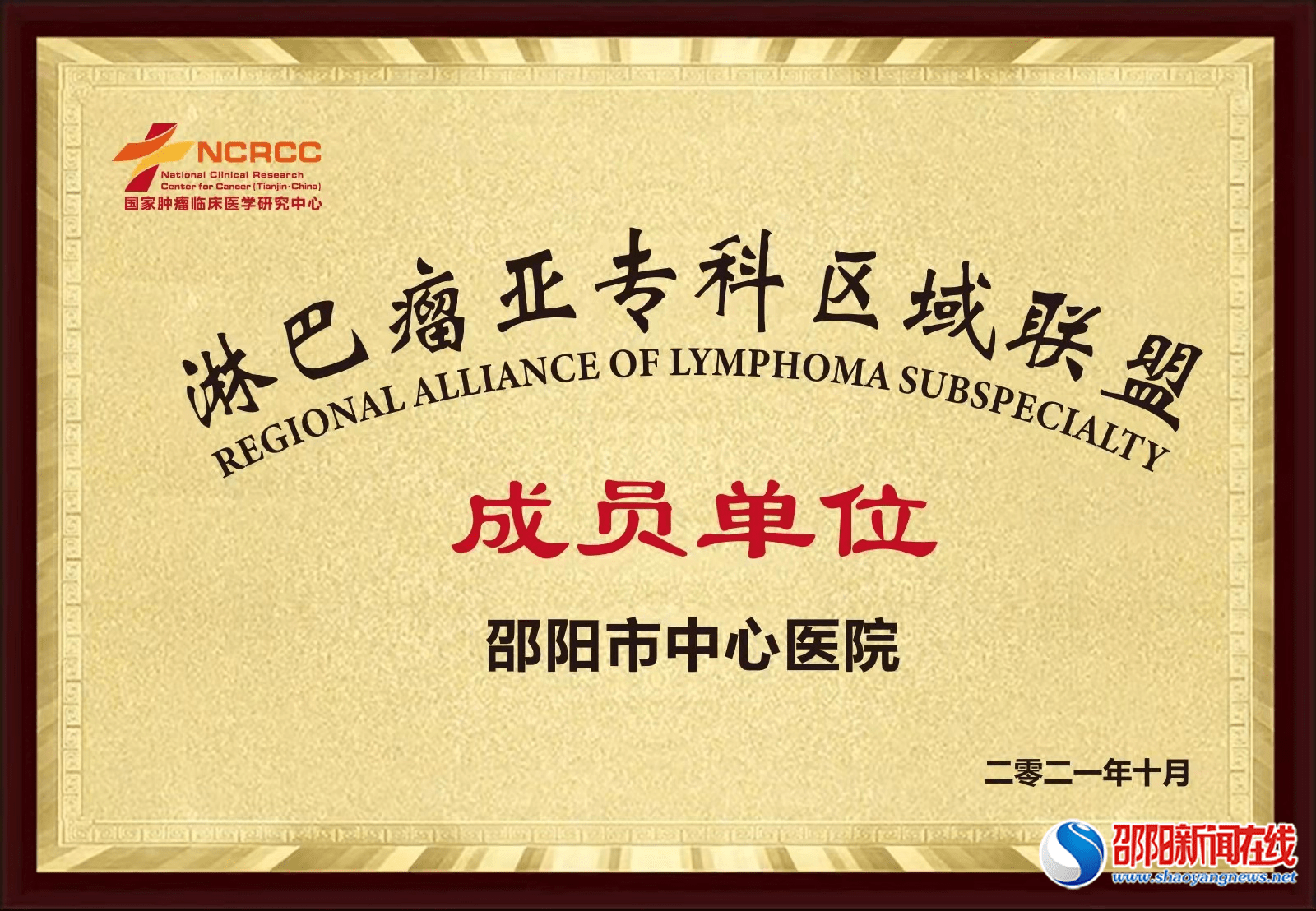 肿瘤|市中心医院成为全国“淋巴瘤亚专科区域联盟”成员单位
