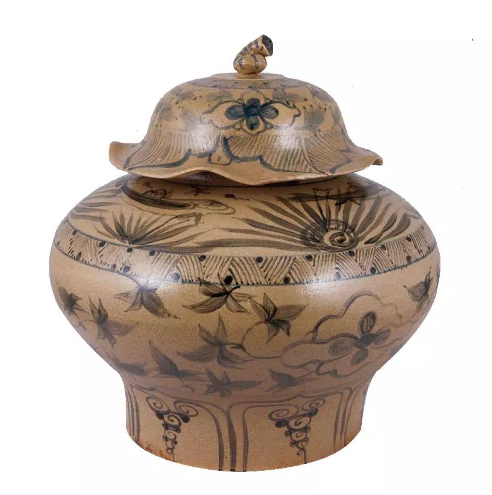 元代 青花花鸟罐