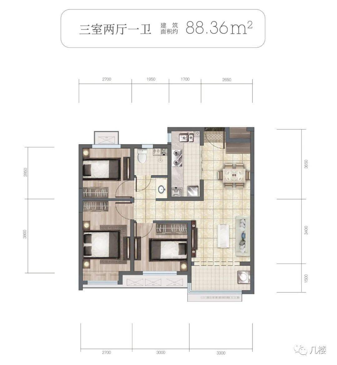 83平米兩室兩廳67平米兩室一廳58平米一室兩廳先看一下戶型:今天推薦