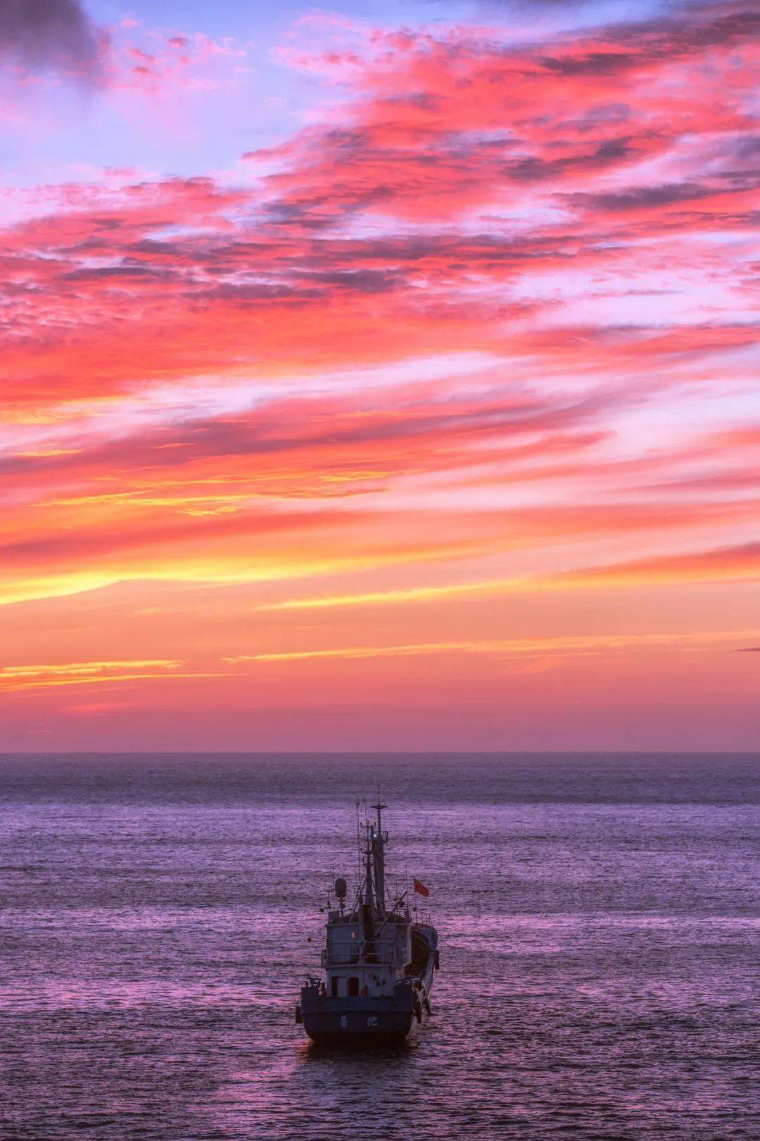 温柔的霞光燃烧的红日烂漫的夜空普陀冬日总有你喜欢的天色