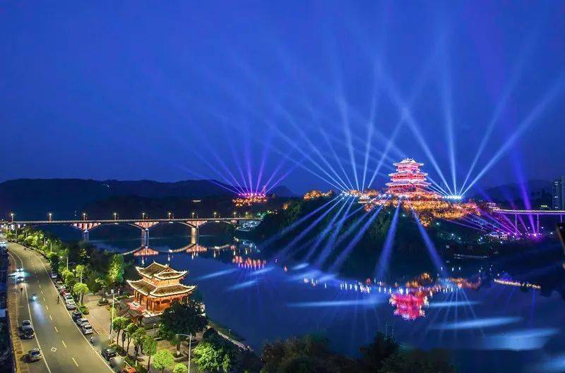 2021年度三明网红打卡推荐地展播沙县文昌阁灯光秀