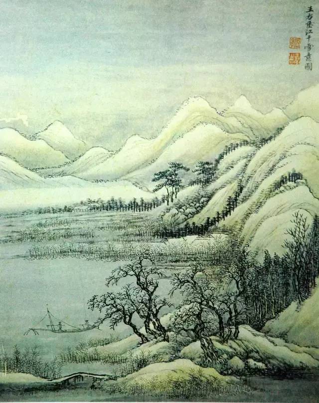 模写 王石谷 「似元人用筆山水」掛軸 中国美術 手っ取り早かっ