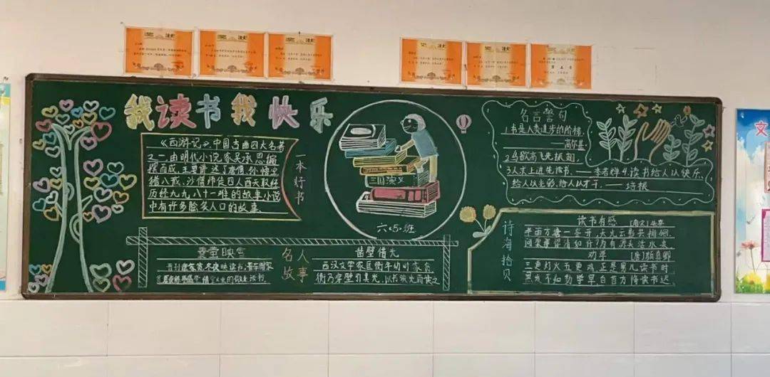 书香涵泳润泽心灵实验小学开展读书月黑板报评比活动