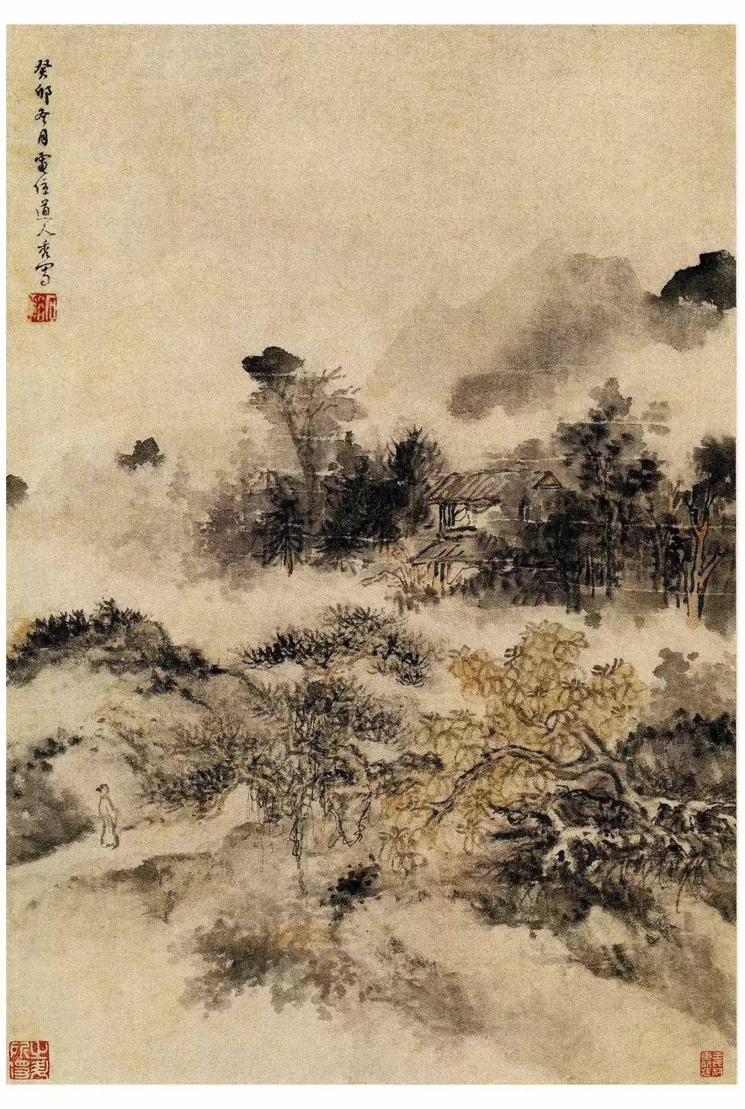 髡残山水册页笔墨高古