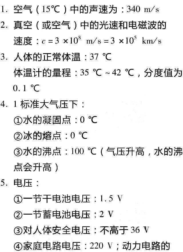 读数|初中物理8大常用仪器的读数方法及必记常量、公式汇总