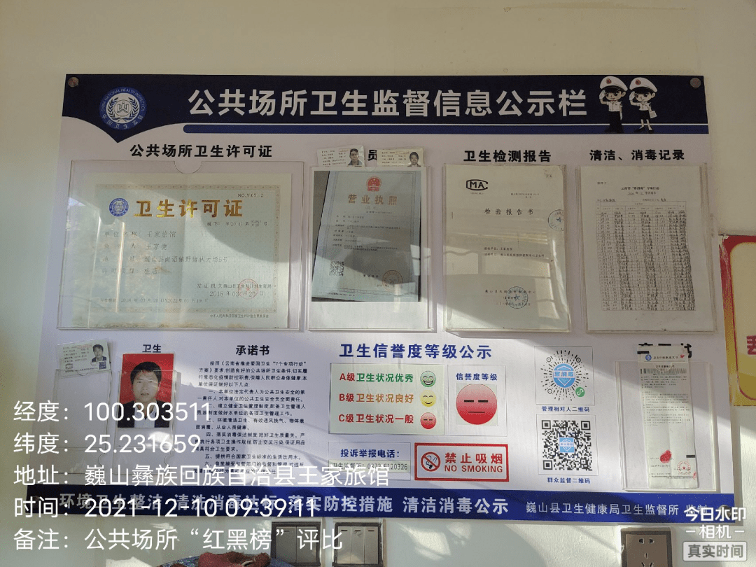 巍山县公共场所住宿业"红黑榜"(第二期)_单位_经营_消毒