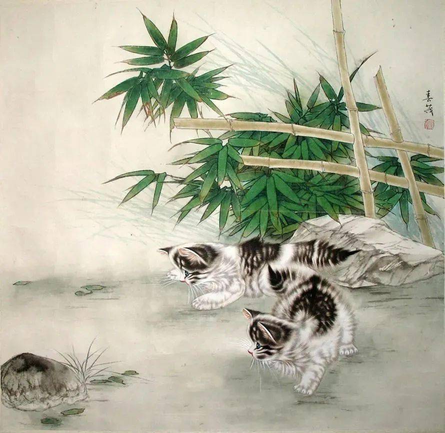 米春茂工笔画猫欣赏太萌了