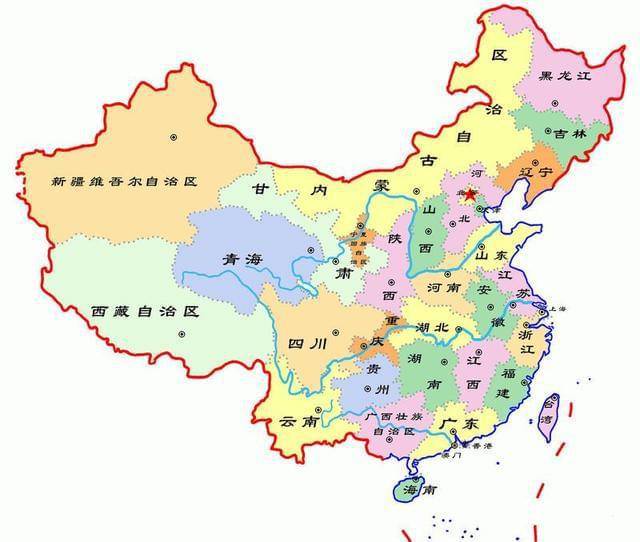 中国34个省份地图无字图片