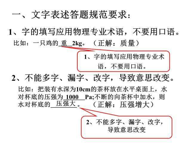 识别|初中物理答题规范，少扣冤枉分，赶紧收藏吧！