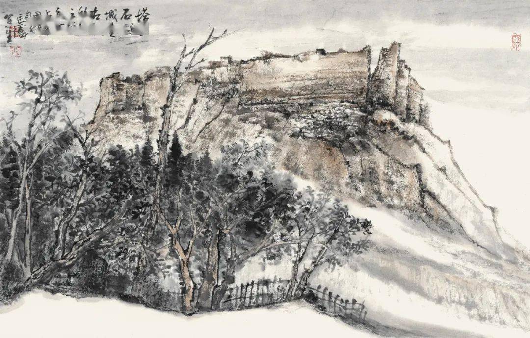 高台古城楼一青 古城写生张苡铖 古城写生宋丽容 古城印象王宝华 胡杨