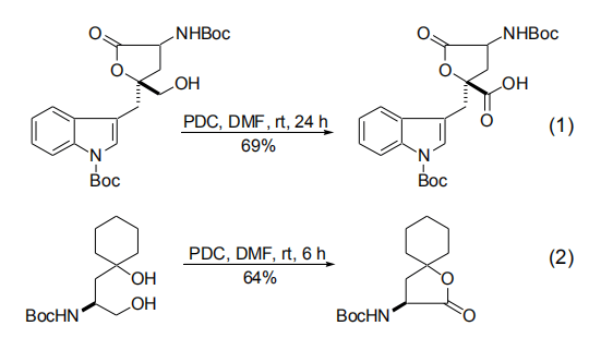 pdc 在 dmf 溶液中将脂肪族伯醇氧化成相应的羧酸是该试剂最重要的