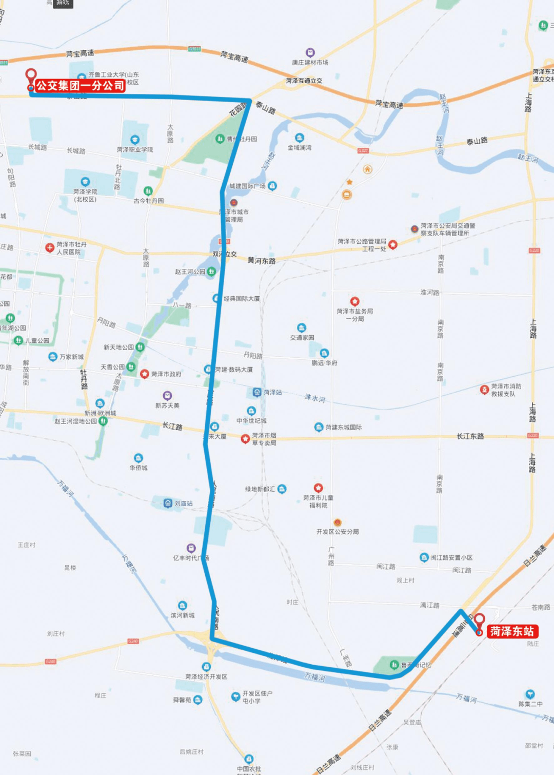 鉅野62菏澤高鐵東站城際公交即將開通附路線圖