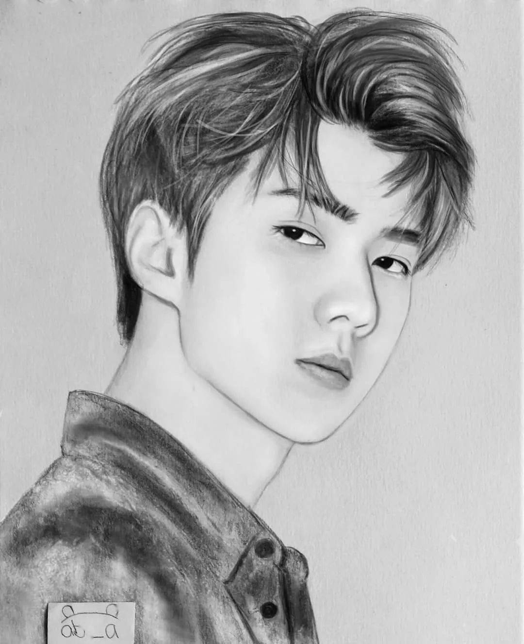 exo铅笔画!好帅_素材_声明_网络