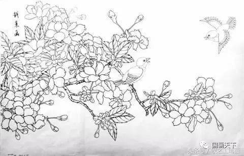 国画教程丨工笔樱花技法_花瓣_树枝_小叶