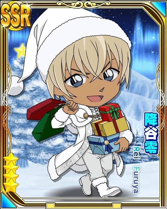 名侦探柯南降谷零q版造型,发礼物的白色圣诞老人,太可爱想抱走_红色