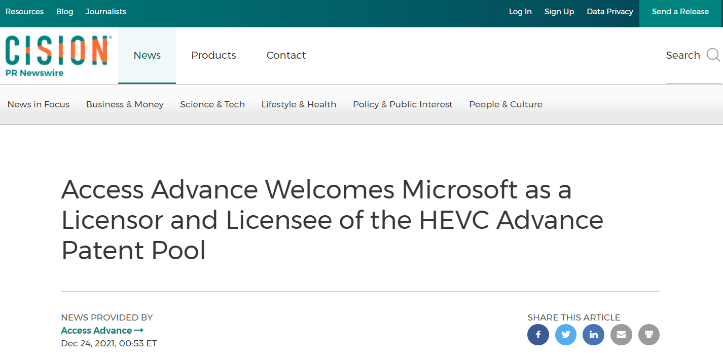 许可|微软加入 HEVC Advance 专利池，Win11 有望免费使用该编解码器