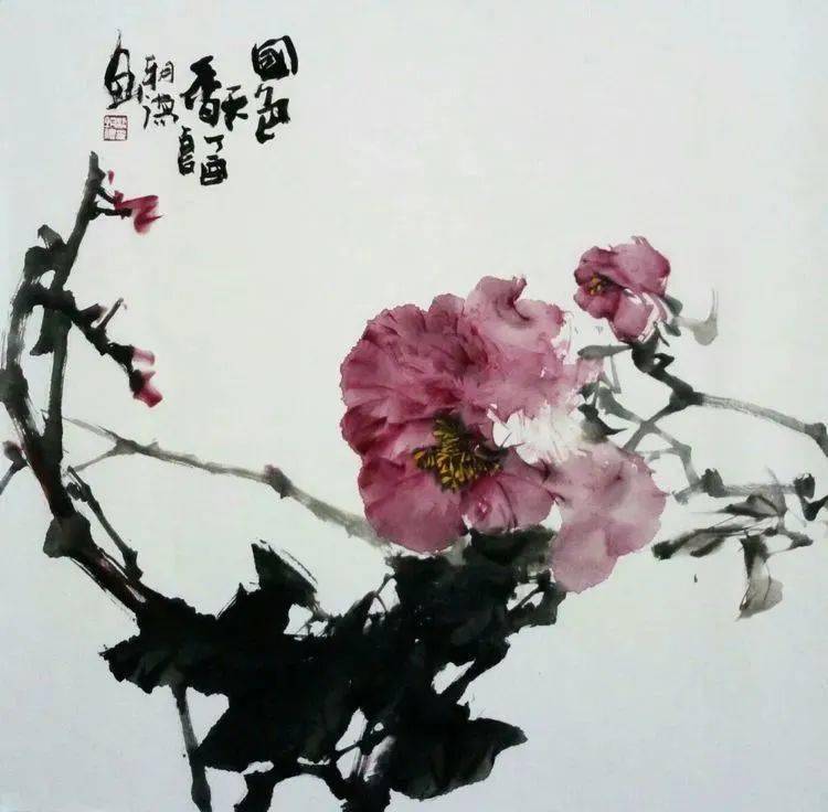 【国画天地】古韵浓厚又不缺乏现代气息的水墨牡丹_梁朝德_创作部