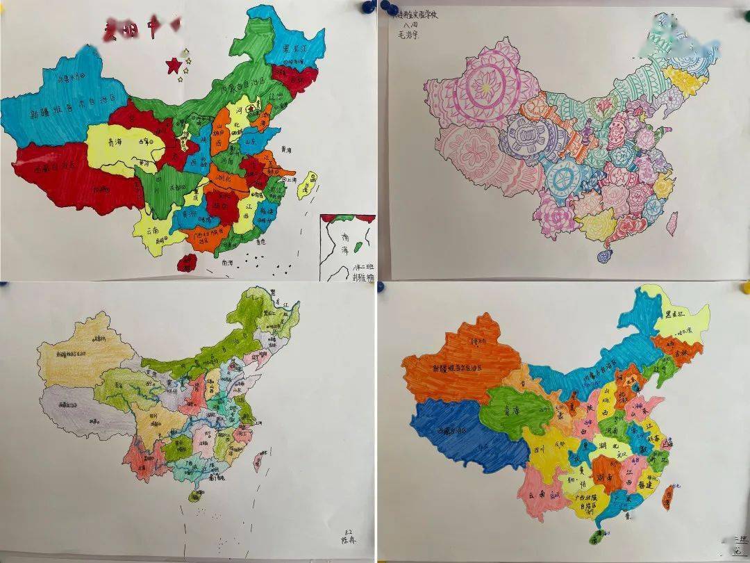 中国地理政区图手绘图片