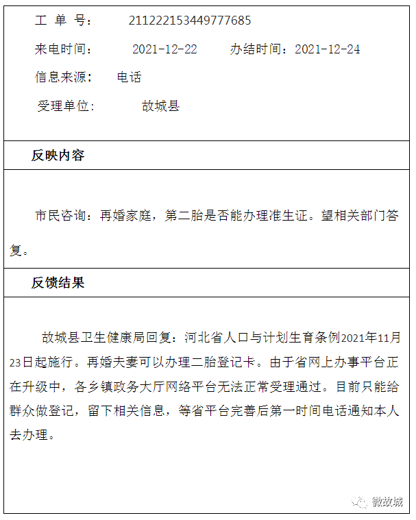 故城 咨询再婚家庭办理二胎准生证的问题,有回复了..
