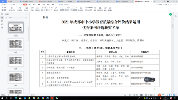 大邑县|喜讯：大邑县荣获2021年成都市中小学教育质量综合评价结果运用优秀案例评选“优秀组织奖”