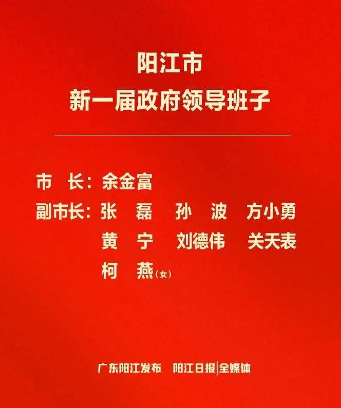 新一届阳江市人民政府市长副市长当选名单