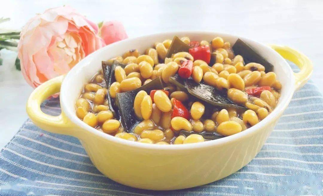 素食菜谱海带炖黄豆