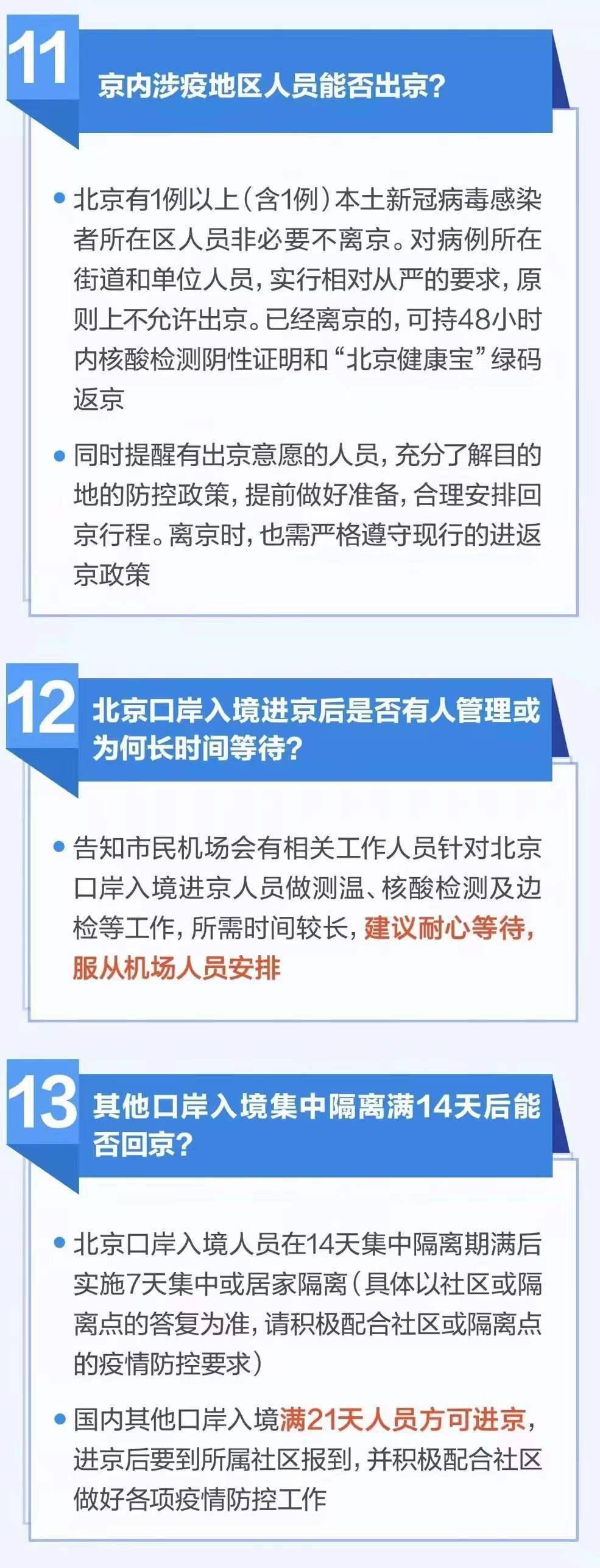 事宜|进返京政策有调整！13个热点问题解答一图读懂